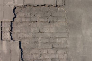 Alçılı gri tuğla duvar dokusu. Yakın plan. Arkaplan