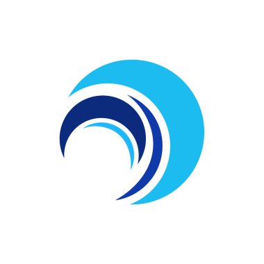 çember dalga logosu, soyut elementler mavi su dalgaları küre sembolü vektör tasarımı illüstrasyonu