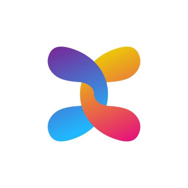 soyut harf x zincir logosu kavramı, geometrik bağlantı logotype sembolü simge tasarımı illüstrasyonunu imzala