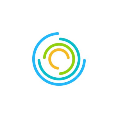 yuvarlak daireli logo konsepti, küresel büküm küresi logo çizgileri sembol ikon vektör tasarımı illüstrasyonu