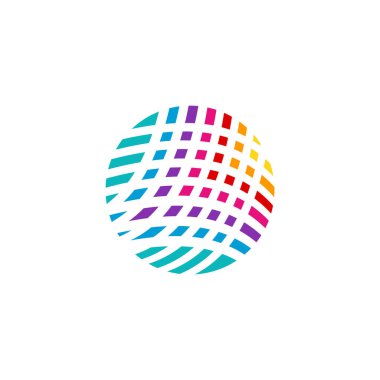 Geometri küresi elemanları logo küresel simge, dairesel soyut geometrik dijital logo simgesi ikon vektör tasarımı illüstrasyonu