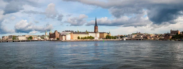 Стокгольм Швеция Июля 2015 Панорама Набережной Историческим Центром Гамла Стэн — стоковое фото