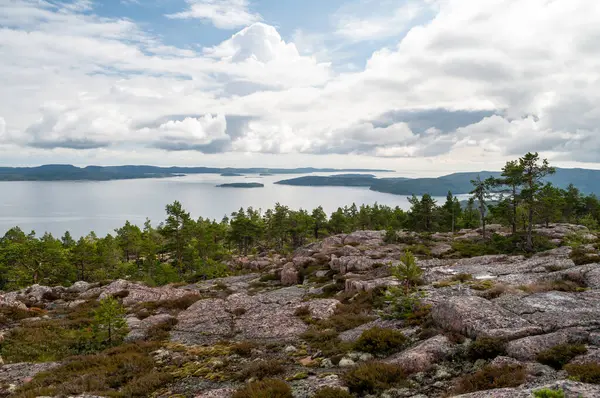 stock image Lots of lakes and forested hills in Skuleskogen National Park in Sweden