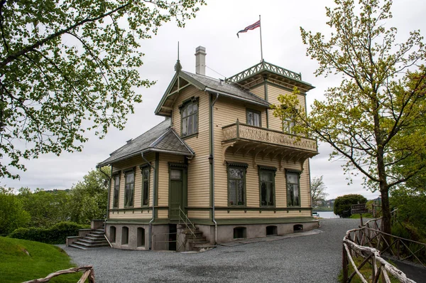 Старий Дерев Яний Будинок Едварда Ґріґа Бергені Норвегія — стокове фото