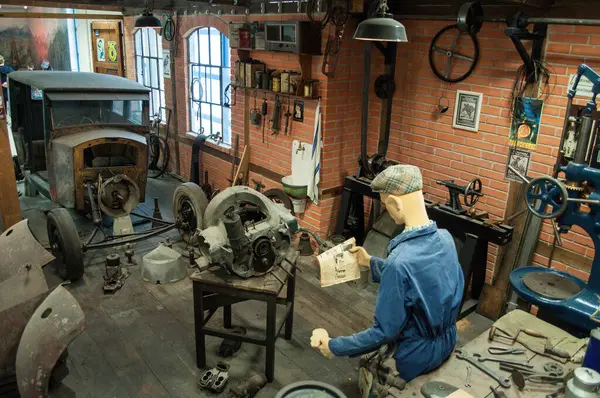 Koprivnice Czech Republic Old Mechanical Workshop Car Repair Museum — Stock Photo, Image