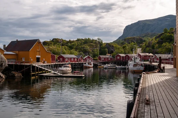 Klein Vissersdorpje Nusfjord Met Houten Huizen Lofoten Noorwegen — Stockfoto