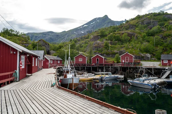 Pequeño Pueblo Pesquero Nusfjord Con Casas Madera Lofoten Noruega —  Fotos de Stock