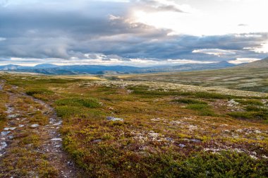 Hilly landscape of Rondane National Park in Norway. Mountains and nature in Scandinavia. clipart