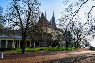 Çek Cumhuriyeti, Brno 'daki Peter ve Paul Katedrali. Denisovy sady park manzarası.