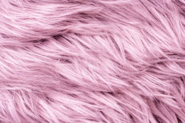 Pink fur texture top view. Pink sheepskin background. Fur pattern. Texture of pink shaggy fur. Wool texture. Sheep fur close up