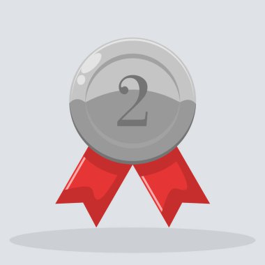 Düz çizim gümüş madalya, kazanan, iki numara.