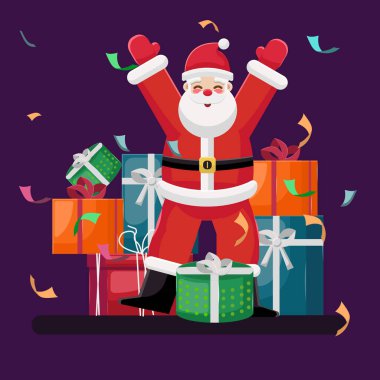 Düz çizim Mutlu noeller Mutlu noeller Noel baba ve gif