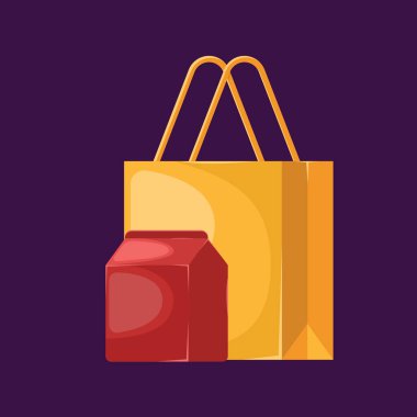 Düz illüstrasyon kağıdı, alışveriş çantası, satış.