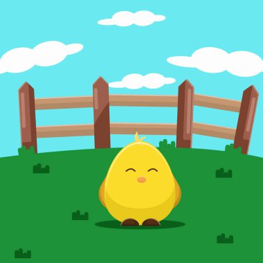 Düz çizim Arka bahçedeki küçük tatlı piliçler