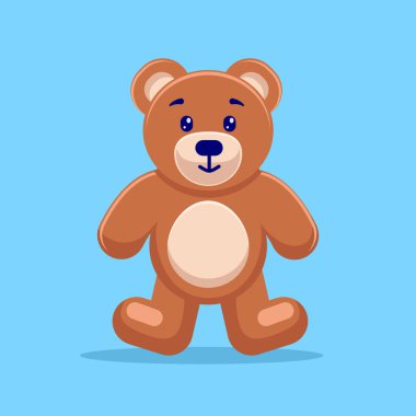 Düz çizim, sevimli yüzlü kahverengi ayı bebeği.