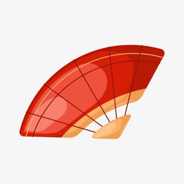 Flat illustration chinese new year, paper fan with dominant red  clipart