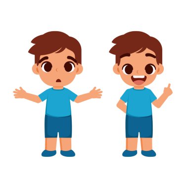 Çocukların harika bir fikre sahip olduğunu gösteren düz bir çizim. 