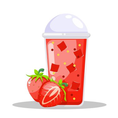 İllüstrasyon yaz meyvesi, taze tropik meyveler, lezzetli yaz meyveleri, taze çilek suyu