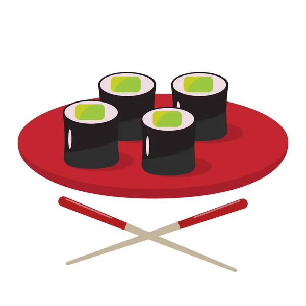 Японская Еда Рыбные Суши Японские Суши Векторная Иллюстрация — стоковый вектор