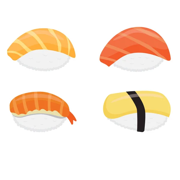 Japanese Food Sushi Fish Rolls Japanese Sushi Vector Illustration — Stock Vector