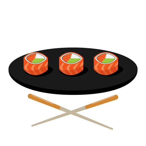 Japonské Jídlo Sushi Rybí Rolky Japonské Sushi Vektorová Ilustrace — Stockový vektor