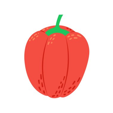 Beyaz arka planda izole edilmiş Bulgar biberi, tatlı biber, sağlıklı yiyecek, vitamin, çıkartma, baskı, logo çizimi