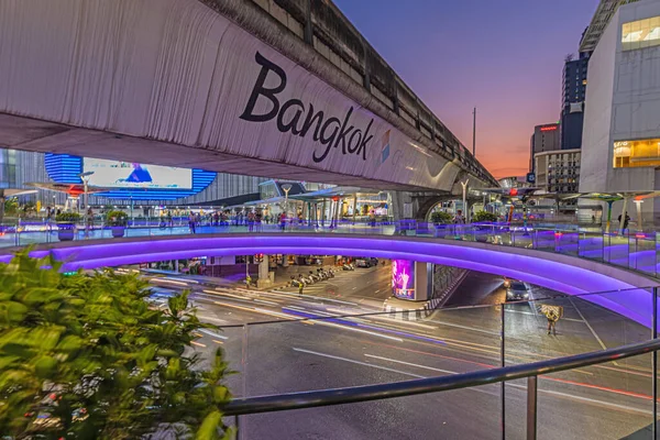 Večerní Snímek Bangkoku Siam Náměstí Dlouhou Expozicí Soumraku — Stock fotografie