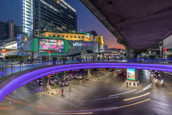 Вечірня Стрілянина Площі Сіам Бангкоку Знята Під Час Сутінок — стокове фото