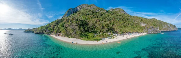 Panorama Drones Paradisíaca Playa Los Siete Comandos Cerca Nido Isla —  Fotos de Stock