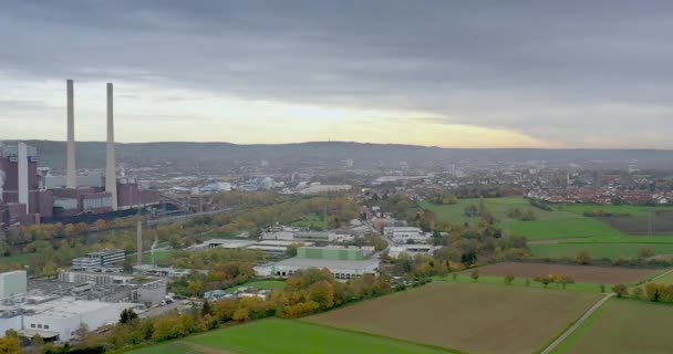 Drone Video Elektrowni Węglowej Niemczech Ciągu Dnia Zimie — Wideo stockowe