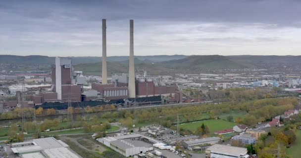 Dron Videa Uhelné Elektrárny Německu Během Dne Zimě — Stock video