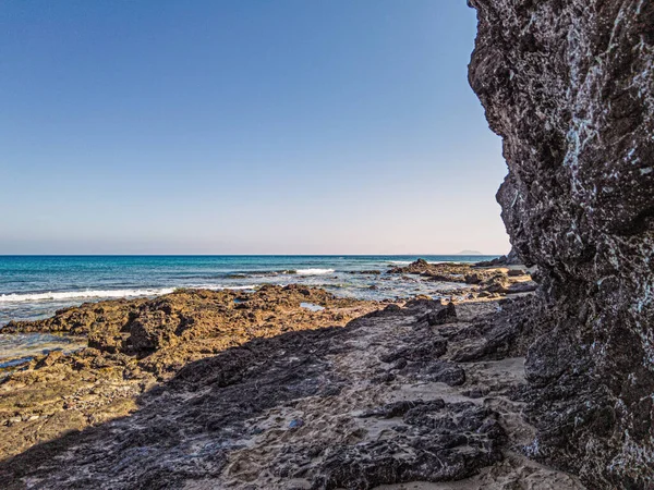 Переглянути Скелясте Узбережжя Національному Парку Лос Аджеш Канарському Острові Лансароте — стокове фото