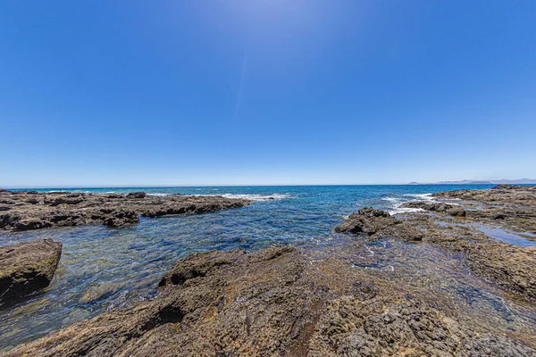 Vista Sulla Costa Rocciosa Los Ajaches Parco Nazionale Sull Isola — Foto Stock