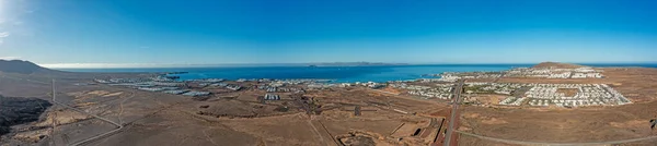 Drone Πανόραμα Πάνω Playa Blanca Διακοπές Χωριό Στο Lanzarote Fuerteventura — Φωτογραφία Αρχείου