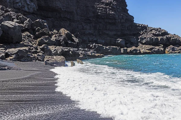 Foto Het Zwarte Strand Playa Del Paso Bij Golfo Lanzarote — Stockfoto