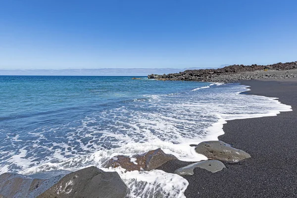 Obrázek Nad Černou Pláží Playa Del Paso Poblíž Golfo Lanzarote — Stock fotografie
