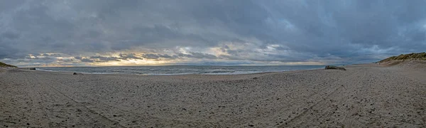 Panoramatický Obrázek Nad Pláží Jutsku Zimním Dni Drsné Počasí — Stock fotografie