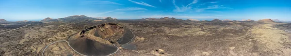 Photo Panoramique Drone Sur Parc National Volcanique Aride Timanfaya Sur — Photo