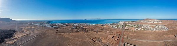 Drone Panorama Φωτογραφία Πάνω Playa Blanca Διακοπές Χωριό Lanzarote Fuerteventura — Φωτογραφία Αρχείου