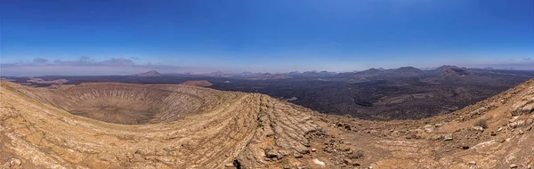 Панорама Над Вулканічним Кратером Кальдера Бланка Лансароте Вдень — стокове фото