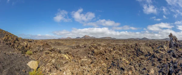 Panoramic View Barren Volcanic Timanfaya National Park Lanzarote Daytime — Stock Photo, Image