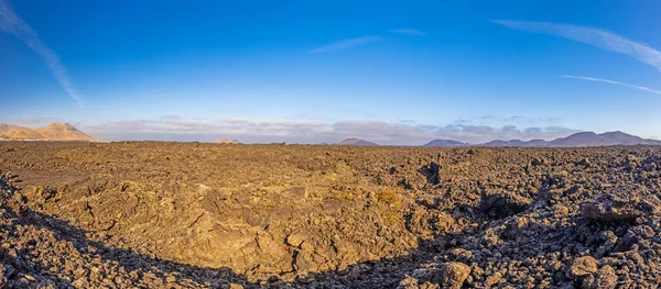 Panoramatický Výhled Pustý Sopečný Národní Park Timanfaya Lanzarote Během Dne — Stock fotografie