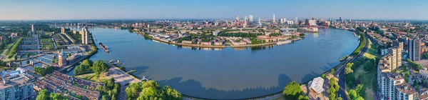 stock image Drone panorama over Dutch city Rotterdam in morning light