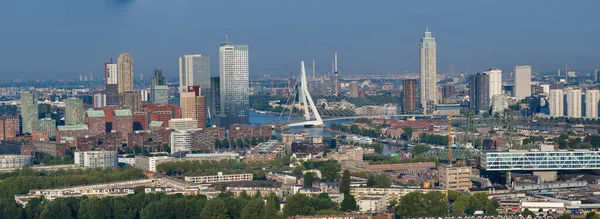 Sabahın Köründe Hollanda Şehri Rotterdam Üzerinde Insansız Hava Aracı Panoraması — Stok fotoğraf