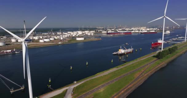Drone Panning Europort Deep Sea Port Rotterdam Daytime — Stock video