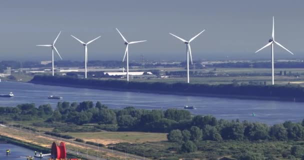 Nsansız Hava Aracı Gündüz Vakti Rotterdam Yakınlarındaki Europort Derin Deniz — Stok video
