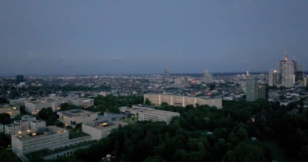 Drone Panc Frankfurt Main Skyline Evening Light Summer — 图库视频影像