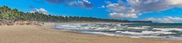 Panoramabild Eines Tropischen Strandes Der Brasilianischen Region Bahia Während Des — Stockfoto