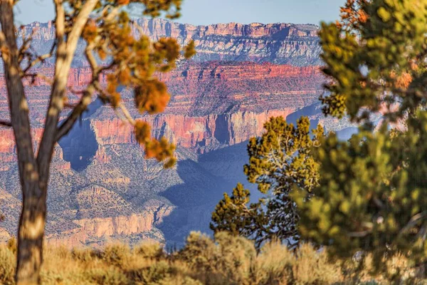 Panorama Imagem Sobre Grand Canyon Com Céu Azul Arizona Durante — Fotografia de Stock