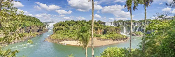 Image Panoramique Sur Les Impressionnantes Cascades Iguacu Brésil Pendant Journée — Photo